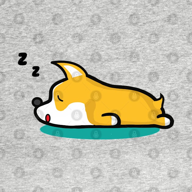 Pembroke Welsh Corgi Sleeping Lazy Dog by alltheprints